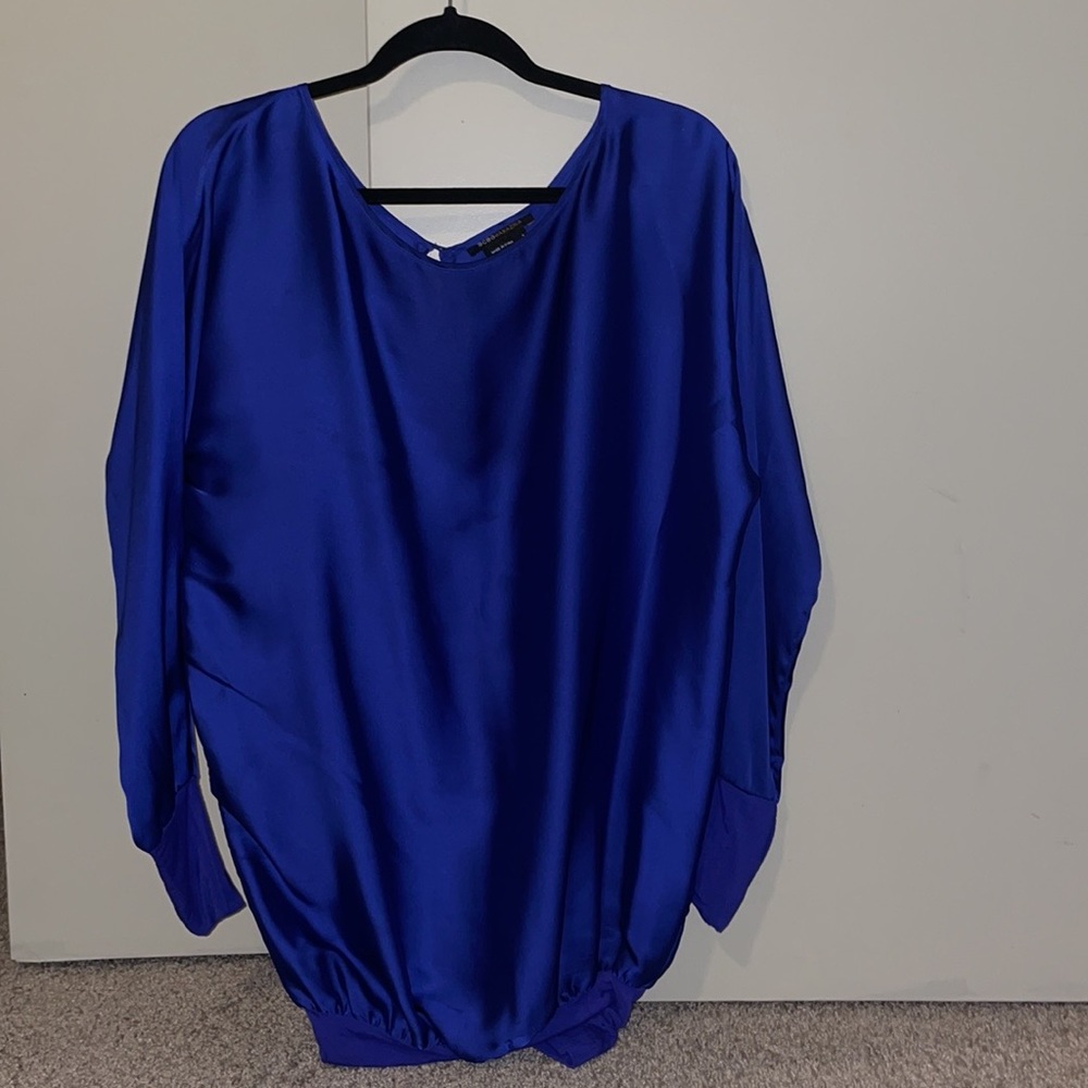 BCBG MAXAZRIA BLUE SMALL LONG SLEEVE DRESS